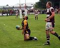 Owen Hambly celebrates his try